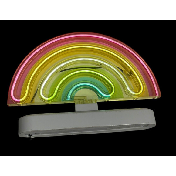 Rainbow LED Neon Table Lamp Desk Decor Night Light Quirky Cute Vintage - Picture 6 of 10